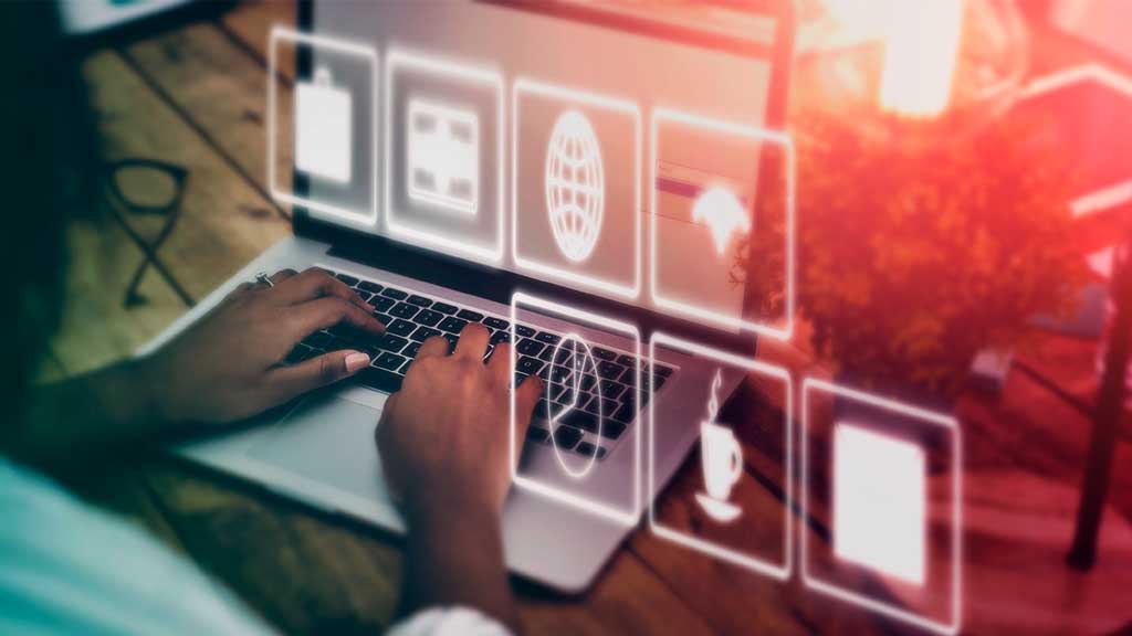 Representação visual de conteúdo multiplataforma com diferentes formatos conectados a uma única ideia