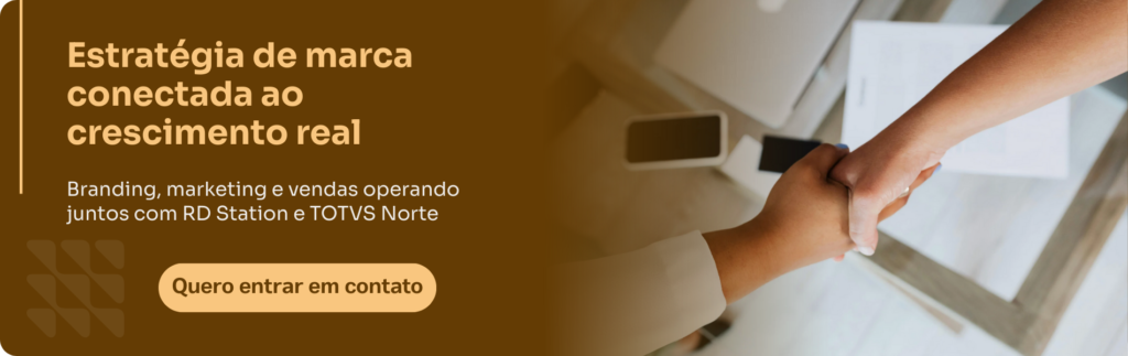 Banner com mensagem sobre estratégia de marca conectada ao crescimento real com RD Station e TOTVS Norte.