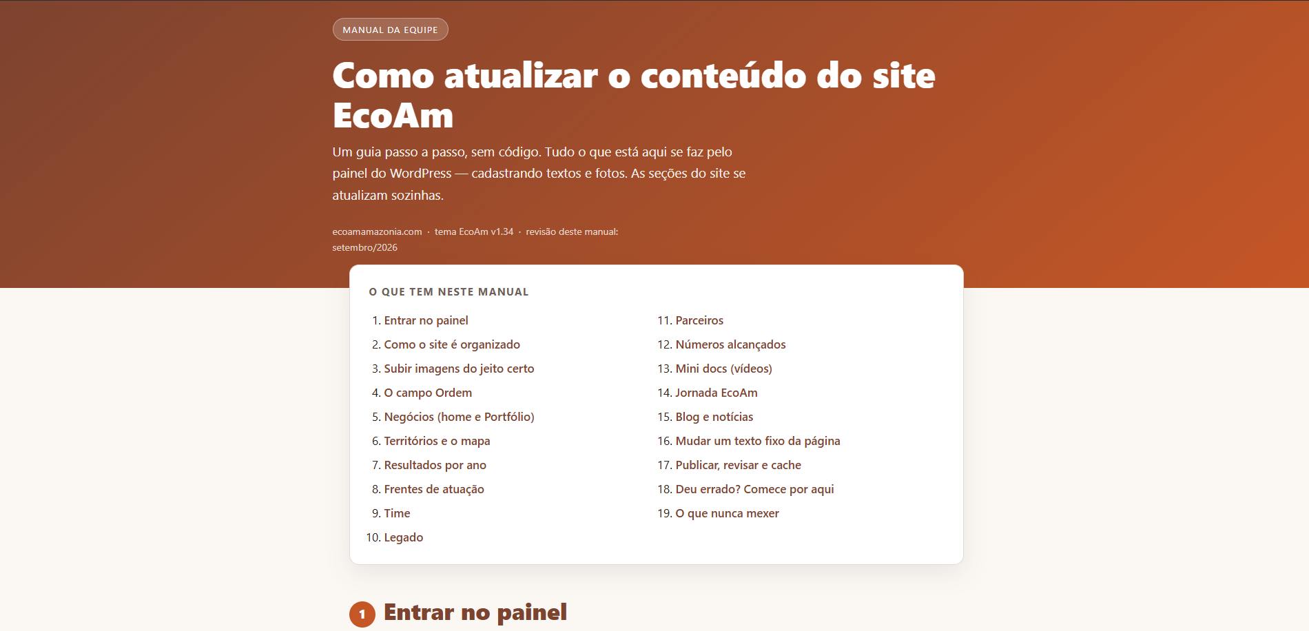 Manual de atualização do site EcoAm